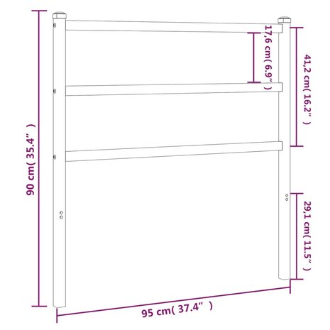 Hoofdbord 90 cm metaal zwart 8721012302907 5