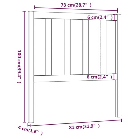 Hoofdbord 81x4x100 cm massief grenenhout zwart 8720286947623 6