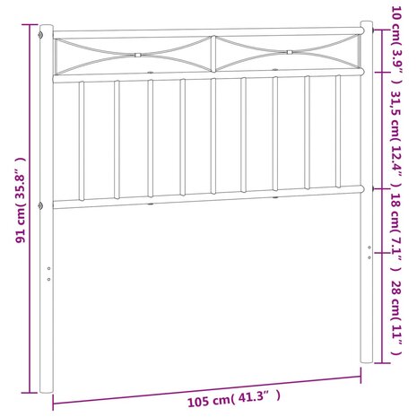 Hoofdbord 100 cm metaal zwart 8721012210295 6