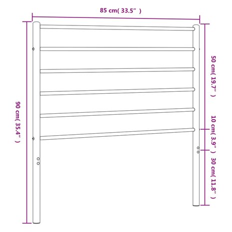 Hoofdbord metaal zwart 80 cm 8720845787820 7