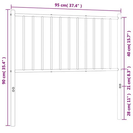 Hoofdbord 90 cm metaal wit 8720845722012 7