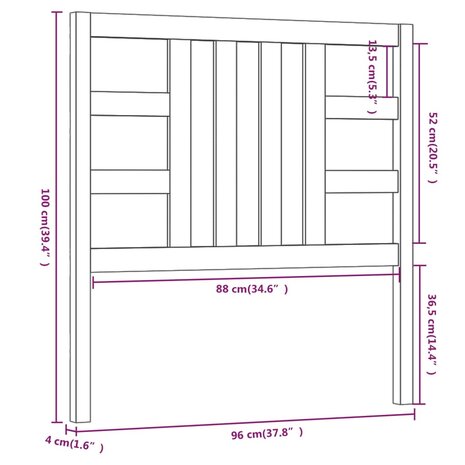 Hoofdbord 96x4x100 cm massief grenenhout 8720286948637 6