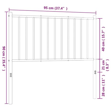 Hoofdbord 90 cm metaal zwart 8720845721343 7