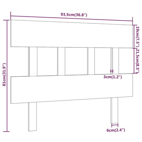 Hoofdbord 93,5x3x81 cm massief grenenhout wit 8720287009825 6