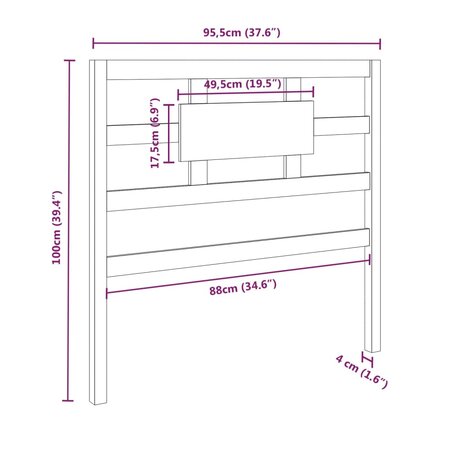 Hoofdbord 95,5x4x100 cm massief grenenhout 8720286950630 6