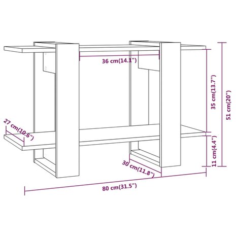 Boekenkast/kamerscherm 80x30x51 cm betongrijs 8720286842898 7