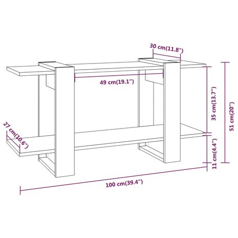 Boekenkast 100x30x51 cm bewerkt hout zwart 8720286842676 6