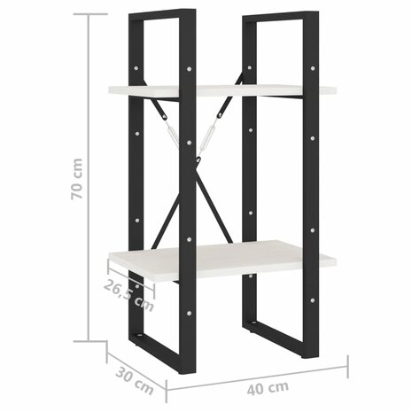 Boekenkast met 2 schappen 40x30x70 cm massief grenenhout wit 8720286567036 8