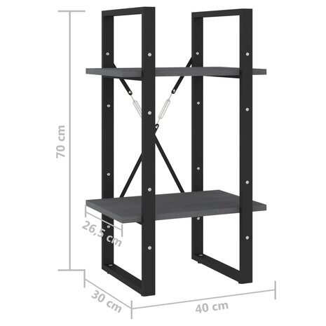 Boekenkast met 2 schappen 40x30x70 cm massief grenenhout grijs 8720286567043 8