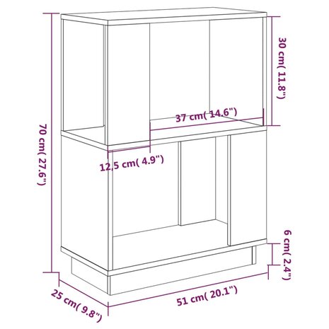 Boekenkast/kamerscherm 51x25x70 cm massief grenenhout grijs 8720286905746 8