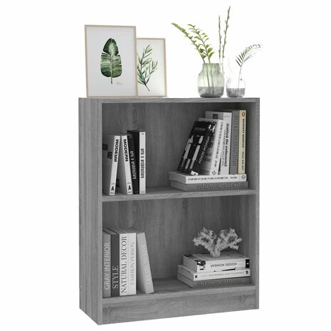 Boekenkast 60x24x76 cm bewerkt hout grijs sonoma eikenkleurig 8720286931509 3