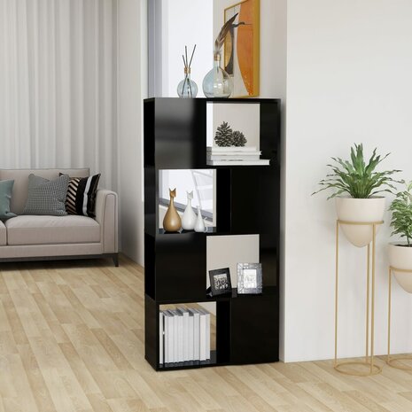 Boekenkast/kamerscherm 60x24x124,5 cm hoogglans zwart 8720286650431 1