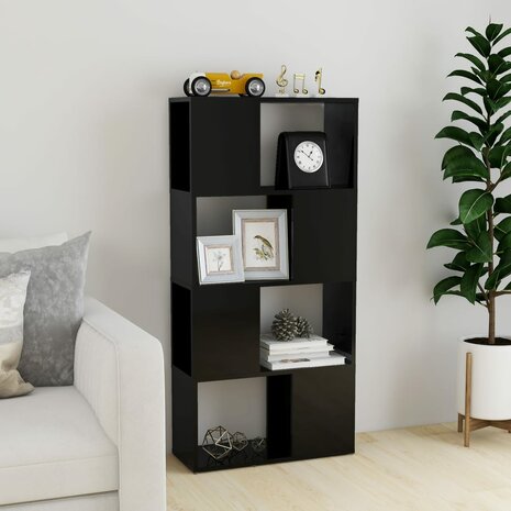 Boekenkast/kamerscherm 60x24x124,5 cm hoogglans zwart 8720286650431 3