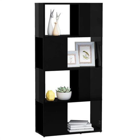 Boekenkast/kamerscherm 60x24x124,5 cm hoogglans zwart 8720286650431 4