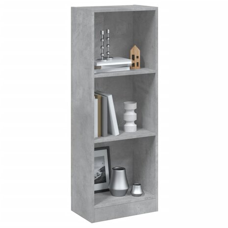 Boekenkast met 3 schappen 40x24x109 cm bewerkt hout betongrijs 8719883787367 1