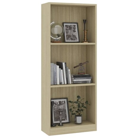 Boekenkast met 3 schappen 40x24x109 cm bewerkt hout sonoma eik 8719883787350 3