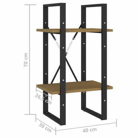 Boekenkast met 2 schappen 40x30x70 cm massief grenenhout 8720286567050 8