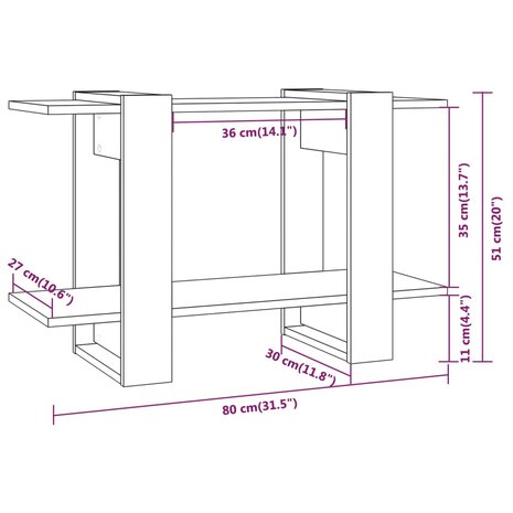 Boekenkast/kamerscherm 80x30x51 cm hoogglans wit 8720286842904 7