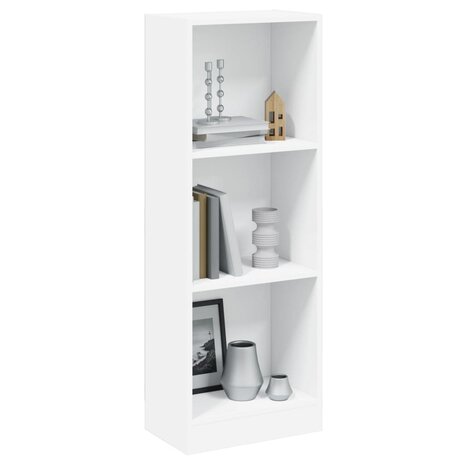 Boekenkast met 3 schappen 40x24x109 cm bewerkt hout wit 8719883787329 1