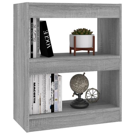 Boekenkast/kamerscherm 60x30x72 cm grijs sonoma eikenkleurig 8720286844311 4