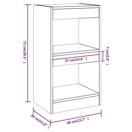 Boekenkast/kamerscherm 40x30x72 cm wit 8720286842911 7