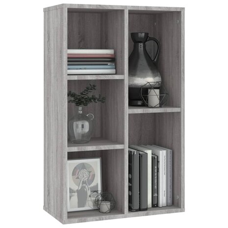 Boekenkast/dressoir 50x25x80 cm bewerkt hout sonoma grijs 8720845735340 4