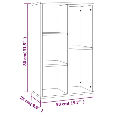 Boekenkast/dressoir 50x25x80 cm bewerkt hout sonoma grijs 8720845735340 12