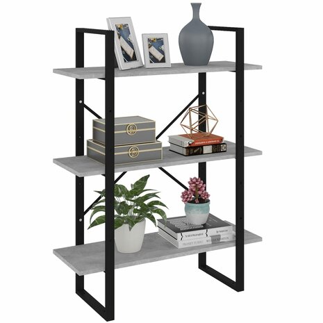 Boekenkast 80x30x105 cm bewerkt hout betongrijs 8720286568217 1