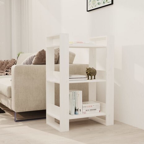 Boekenkast/kamerscherm 60x35x91 cm massief grenenhout wit 8720286905180 1