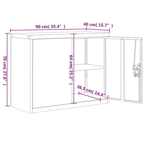 Archiefkast 90x40x70 cm staal antracietkleurig en wit 8720845889463 11