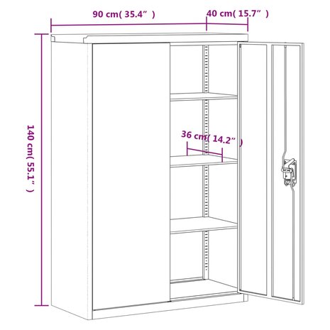 Archiefkast 90x40x140 cm staal lichtgrijs en donkergrijs 8720845889739 11