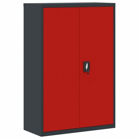 Archiefkast 90x40x140 cm staal antracietkleurig en rood 8720845889715 2