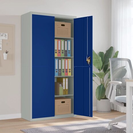 Archiefkast 90x40x180 cm staal lichtgrijs en blauw 8720845889807 1