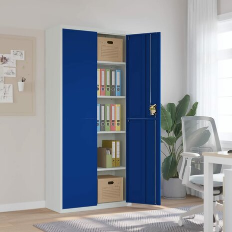 Archiefkast 90x40x200 cm staal lichtgrijs en blauw 8720845889883 1