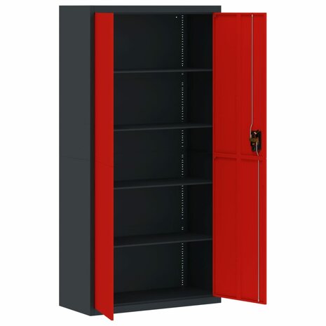 Archiefkast 90x40x180 cm staal antracietkleurig en rood 8720845889791 4