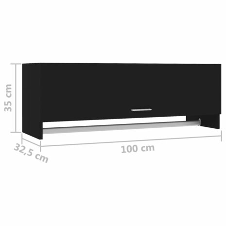 Kledingkast 100x32,5x35 cm bewerkt hout zwart 8720286609347 8