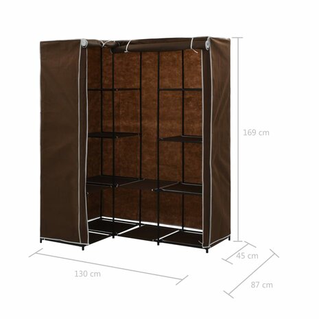 Hoekkledingkast 130x87x169 cm bruin 8719883564944 7