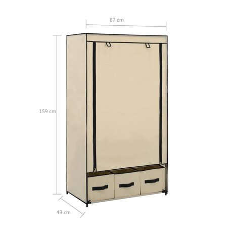 Kledingkast 87x49x159 cm stof crème 8719883565033 8