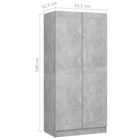 Kledingkast 82,5x51,5x180 cm bewerkt hout betongrijs 8720286587096 8