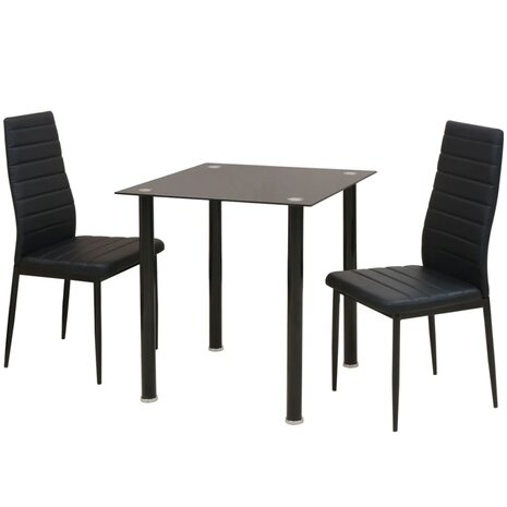 Eetkamerset tafel en stoel zwart 3-delig 8718475970231 1