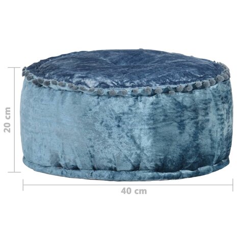 Poef rond 40x20 cm fluweel blauw 8719883867168 4