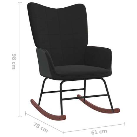 Schommelstoel fluweel en PVC zwart 8720286422526 8