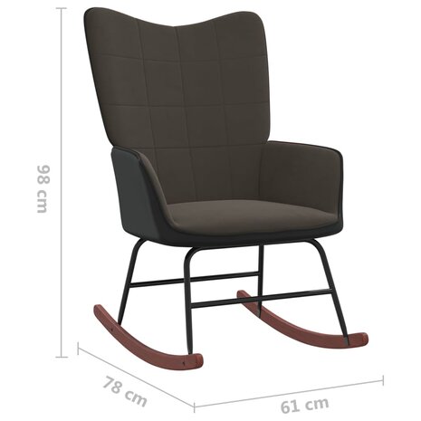 Schommelstoel fluweel en PVC donkergrijs 8720286422472 8