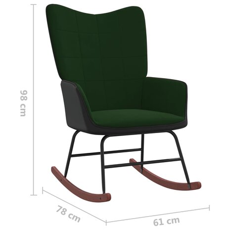 Schommelstoel fluweel en PVC donkergroen 8720286422489 8