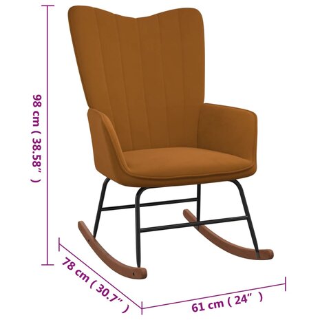 Schommelstoel fluweel bruin 8720286421222 7