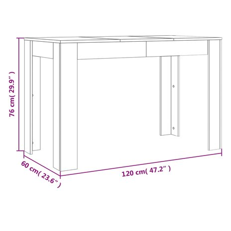 Eettafel 120x60x76 cm bewerkt hout bruineikenkleurig 8721012209008 7