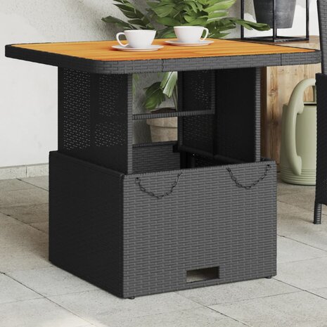 Tuintafel 80x80x71 cm poly rattan en acaciahout zwart 8721012449428 1