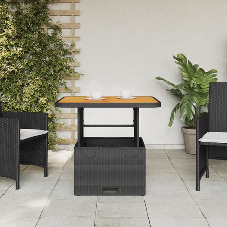 Tuintafel 80x80x71 cm poly rattan en acaciahout zwart 8721012449428 3