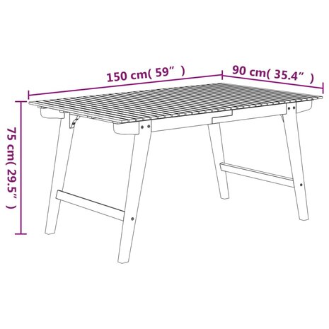 Tuintafel 150x90x75 cm massief acaciahout 8720845754358 6