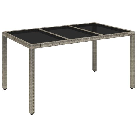 Tuintafel met glazen blad 150x90x75 cm poly rattan grijs 8720845679620 2